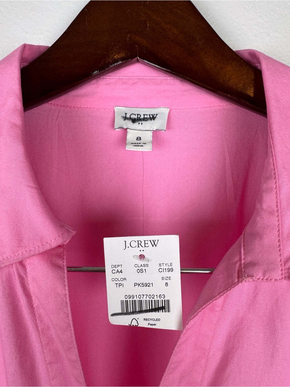 J. Crew Sleeveless Collared Lightweight Classic Midi Dress Pink Size 8/M NWT - Picture 6 of 7